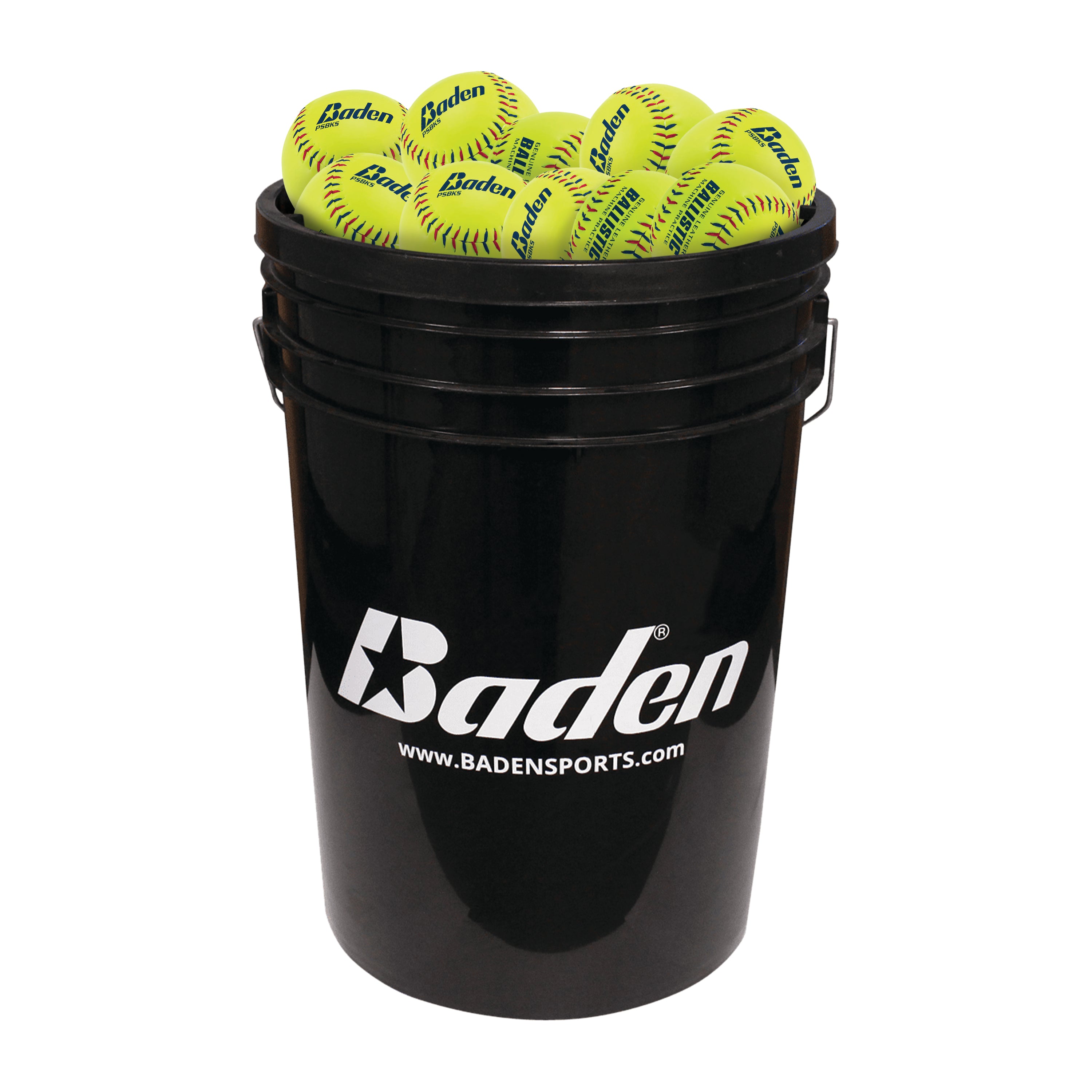 Ballistic Pitching Machine Softballs and Ball Bucket Bundle - 2 Dozen