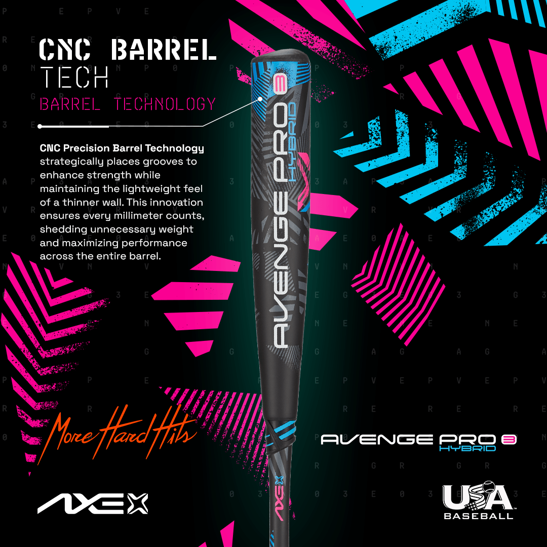 Axe Avenge Pro 3 Hybrid USA Baseball Bat , 8 Baden Sports