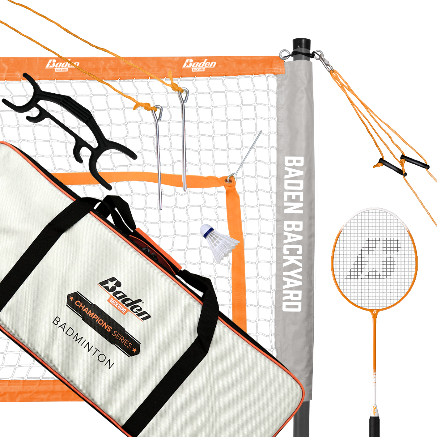 Badminton Set with 4 Rackets, 2 Shuttlecocks, Net, Poles